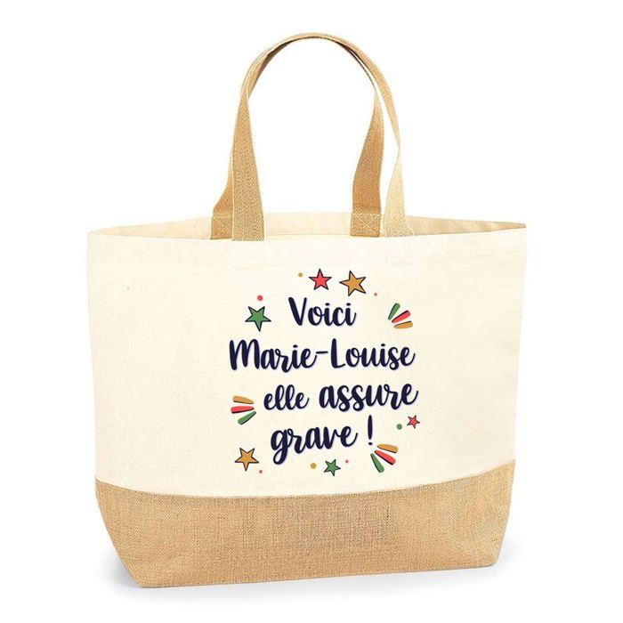 Cabas en jute - PLANETEE - Marie-Louise - Imprimé exclusif - Jute naturel - Fabriqué en France