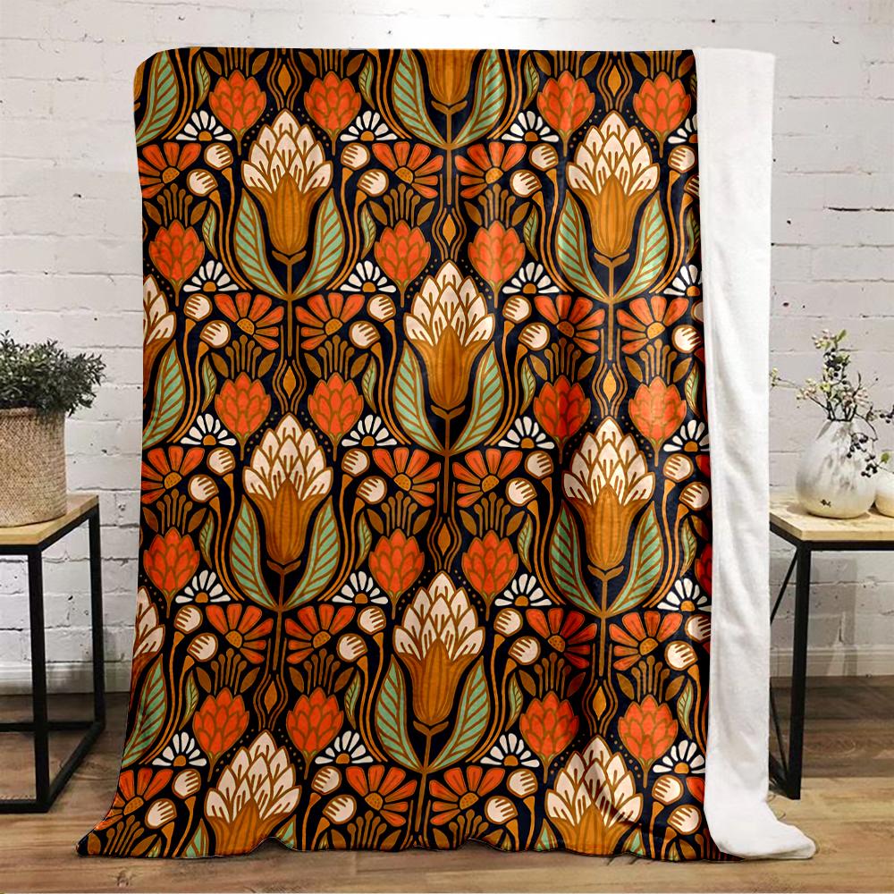 Vintage floral pattern blanket design Flannel blanket for bedroom, living room, sofa, and nap sofas