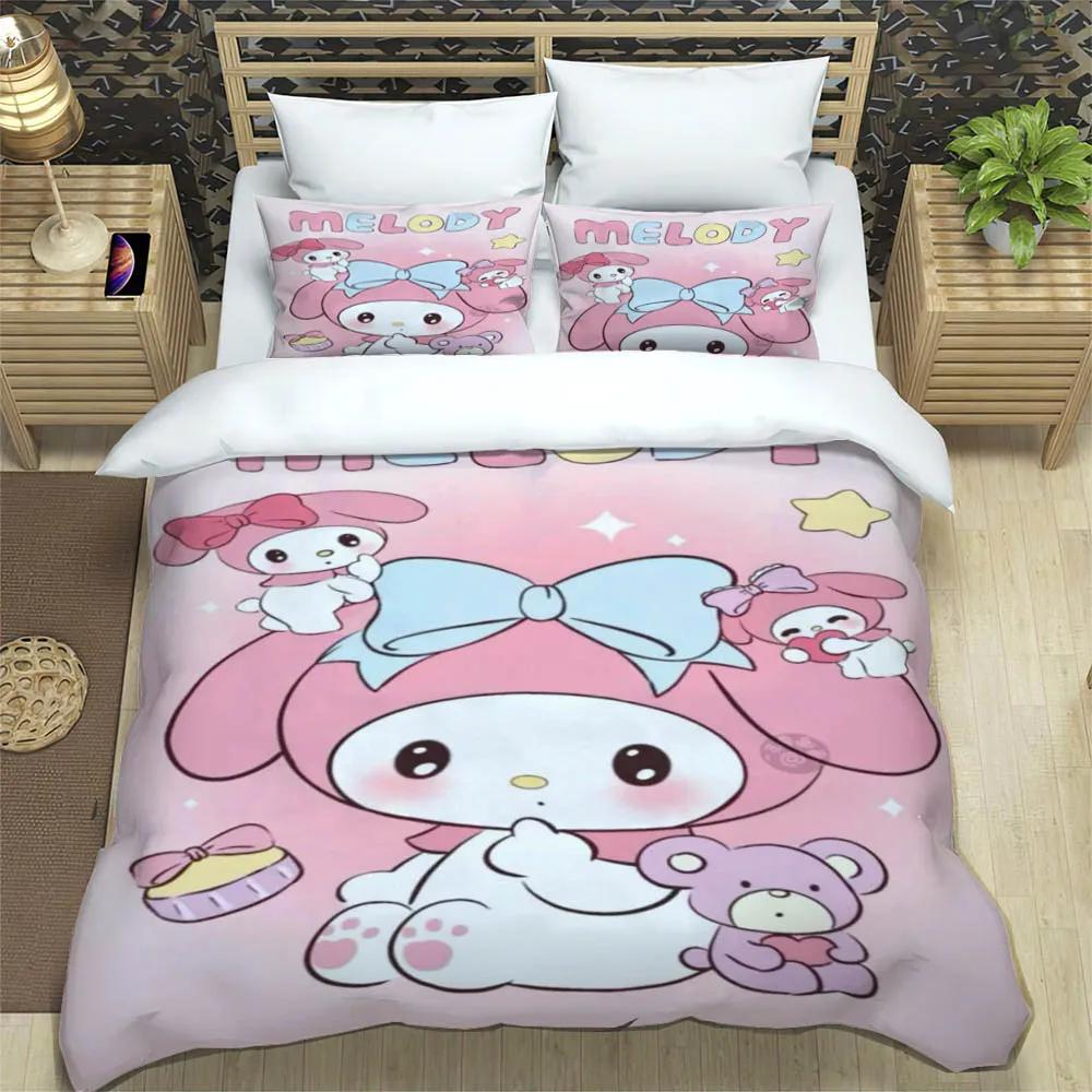 Cute My Melody Bedding Sets Exquisite Bed Pillowcase Children Duvet Cover Bed Comforter Set Bedding Set Luxury Birthday Gift