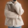 Autumn and Winter Collection of Lambskin Coat for Women Featuring Short Loose and Granular Lambskin Coat with Combination of Sheared and Fur