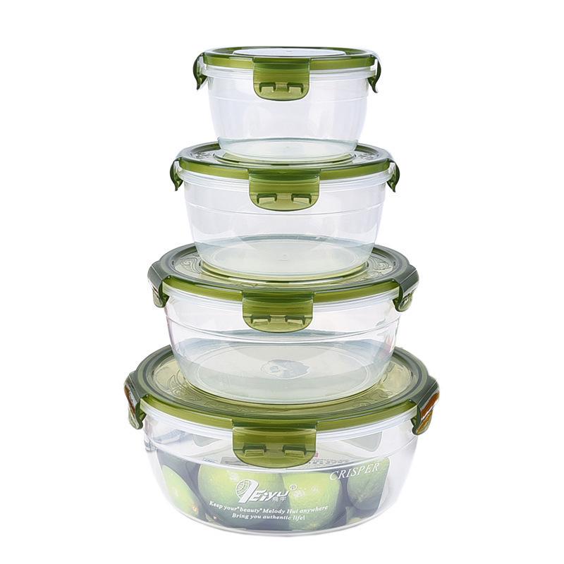 Round Plastic Food Storage Container with Sealed Lid for Office, Microwave, and Refrigerator Use