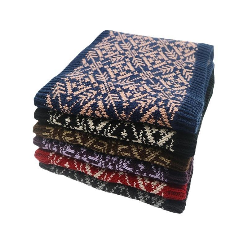 Winter Versatile Wool Neck Protector Neck Cover Women's Thickened Snowflake Knitted Scarf Cold-proof and Warm Scarf Men