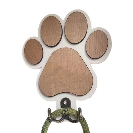 Wooden Dog Paw Wall Mounted Hook Rustic Pet Leash Holder Hook Multifunctional Key Organizer for Farmhouse Indoor Hallway Room Decor