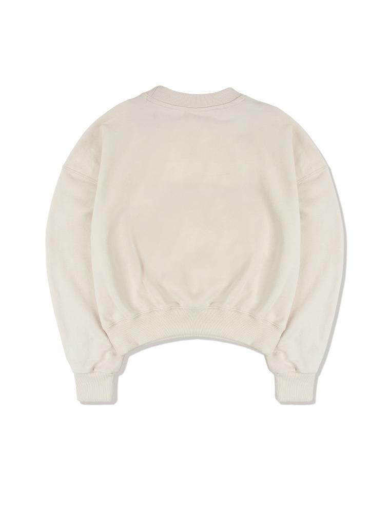 LA MAISON STUDIO [Fleece Line Selection] Women'S Crop Bear Friends Embossed Embroidery Sweatshirt Ivory (Fcb3Ts355W)