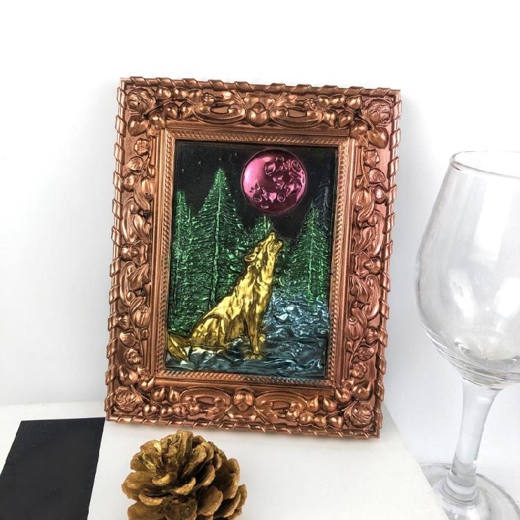 Wall Hanging Silicone Moon Wolf Epoxy Resin Mould for Valentines Day Home Decor