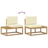 Outdoor End Sofa with Cushions 2 Pieces White Solid Acacia Wood