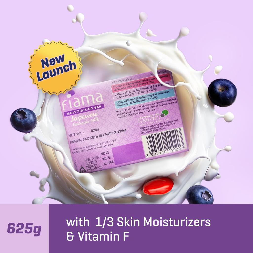 Fiama Moisturizing Soap Bars Celebration Pack 125g X5 Japanese Hokkaido Milk Berries Hydrating Skin Care Gift Set