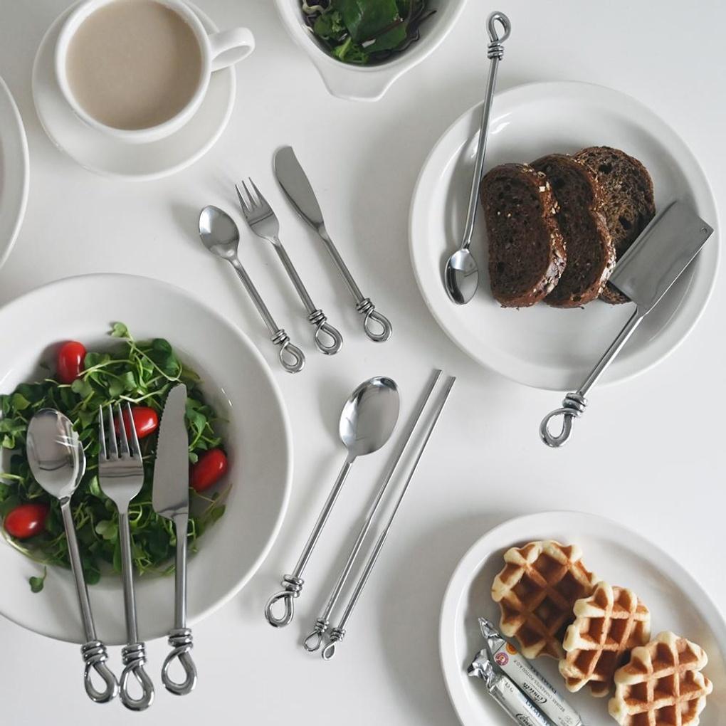 Stainless Steel Knothead Knot Cutlery Dessert Spoon Dinner Fork Spoon Set