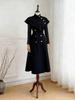 Elegant Two-Piece Shawl Cape & Coat with Belt and Buttons - Fashionable Dress Style