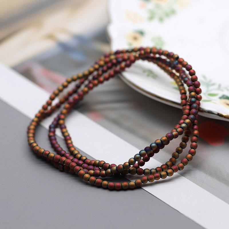 Matte Color Crystal Glass Beads 3mm 145pcs Round Loose Spacer Beads for Clothing Embroidery Decor Craft Making