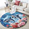 Dolphins Round Area Rug,Carpet Rug for Living Room Bedroom Sofa Playroom Decor,Non-slip Floor Mat