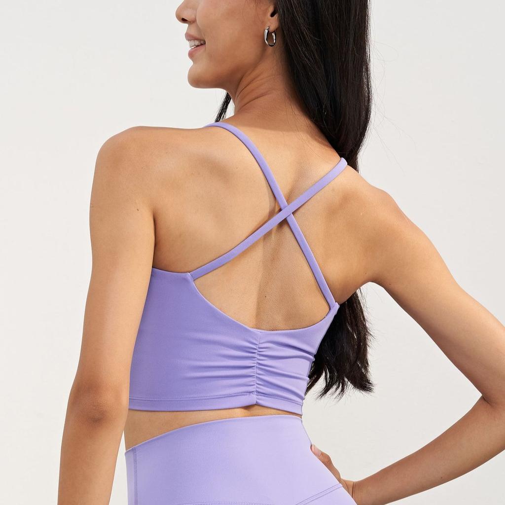 Women Comfortable Spring and Summer Longline Sports Running Bra Thin Strap Removable Pads Yoga Fitness Vest