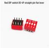 Red DIP Switch, 2.54mm, 1-12 Positions, Through-hole, Flat Actuator
