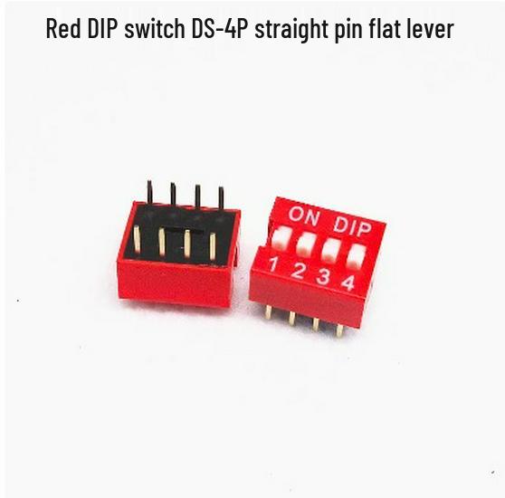 Red DIP Switch, 2.54mm, 1-12 Positions, Through-hole, Flat Actuator