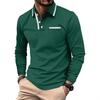 Casual Business Collared Top Spring/Autumn Season Long-Sleeved Polo Shirt Men's Top Skin-Friendly Comfort Solid Colour T-Shirt