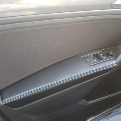 For VW Tiguan 2017 2018  4pcs Black with White Line Car Door Armrest Panel Microfiber Leather Cover Protective Trim