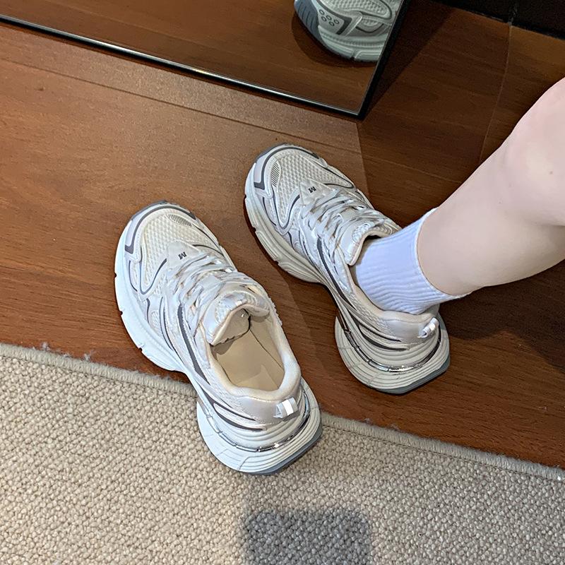 Dad Shoes Girl Spring and Autumn 2025 New Muffin Thick-soled Mesh, Breathable, Height-increasing, Small Casual Sneakers