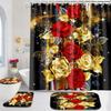 4Pcs Shower Curtain Set with Non-Slip Bath Mat, Toilet Lid Cover, Contour Rug & 12 Hooks, Bathroom