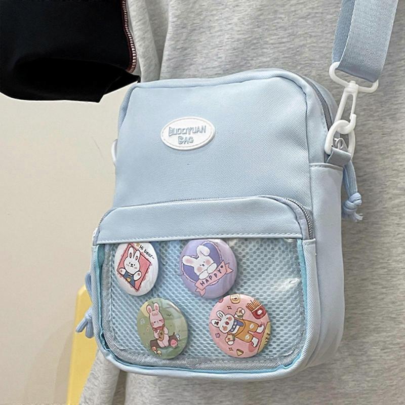 Womens Clear Shoulder Bag Japanese Style Crossbody Bag Harajuku Itabag Fashion Phone Bag for Pin Display  Yellow