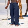 Summer Men's Straight Leg Pants Breathable Cotton and Linen Loose Casual Sports Trousers