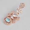 Estele Women's Earrings with Sparkling Rose Gold Cubic Zirconia and Mint Blue Stones