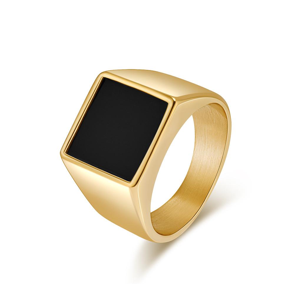European and American Minimalist Geometric Seal Titanium Steel Ring Mens Cool Style
