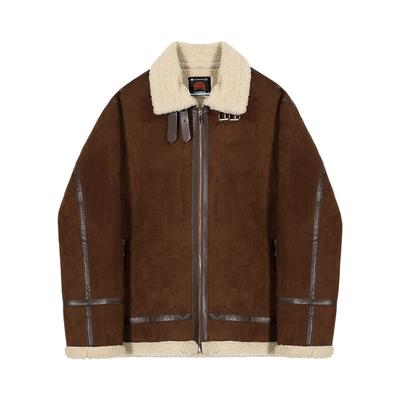 Lamb Wool Cotton Coat Men's Winter Korean Style Loose Fur One-piece Stand-up Collar Suede Thickened Cotton Coat