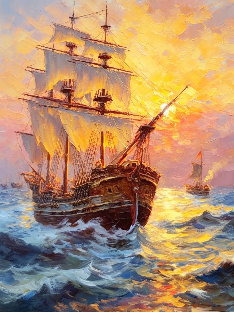 Boat Diamond Painting Sunset Landscape Rhinestones Picture Embroidery Seaside Diamond Mosaic New Arrival Kits Wall Decor