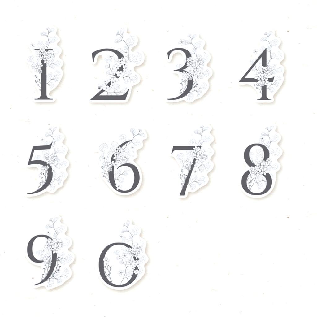 30 Pieces Number Decorative Stickers with Flower Decor Elegant Stylish Self Adhesive Floral Number