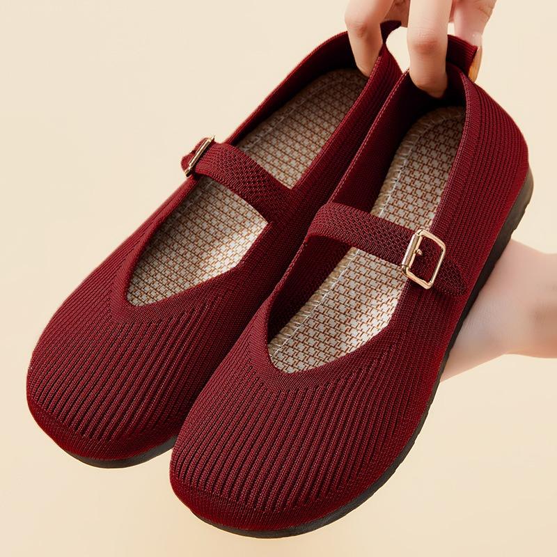 Shoes Women's Summer Casual Shoes Shallow Polyurethane Women's Shoes Round Head Soft Sole Single Shoes Buckle One Pedal Shoes