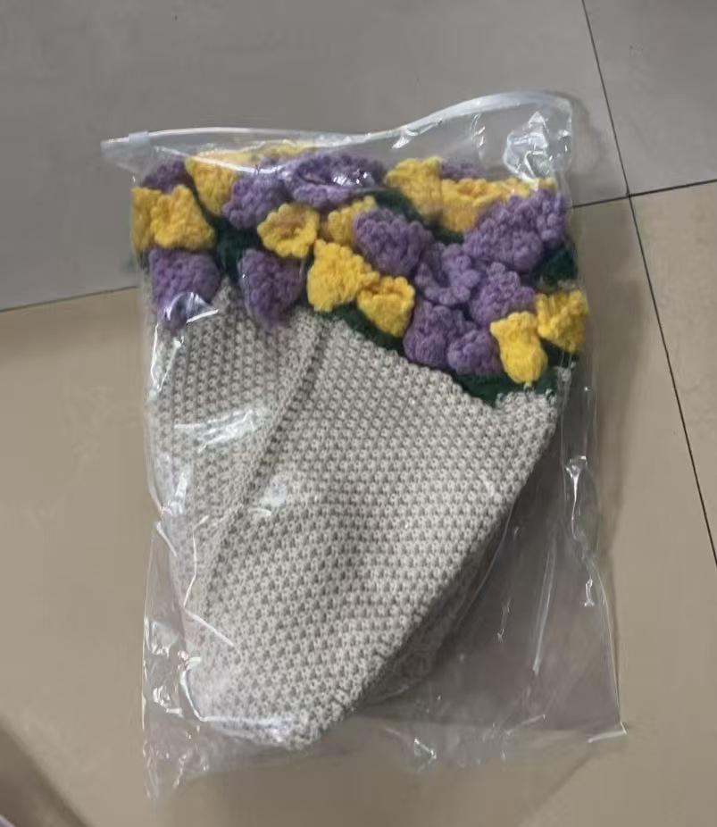 Hand-Knitted Rose Bouquet Crochet Blanket Shawl