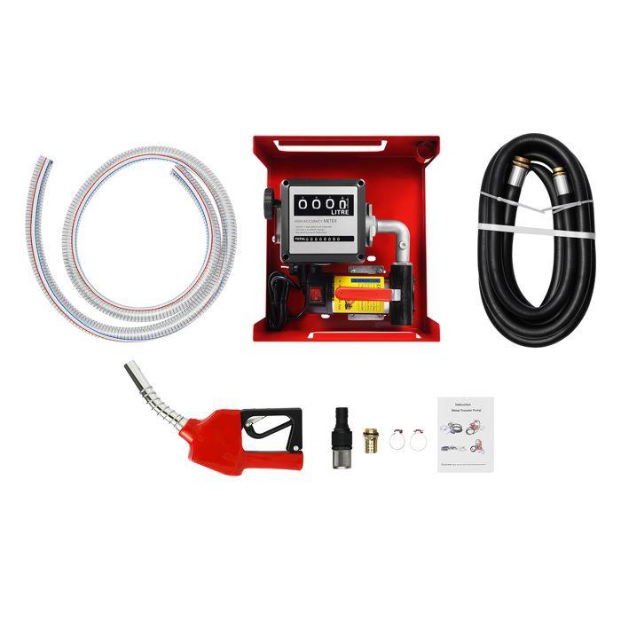 Pompe à Diesel Auto-Amorçante, Débit de 45 L/min, Puissance de 200 W, Tuyau en Caoutchouc de 4 m