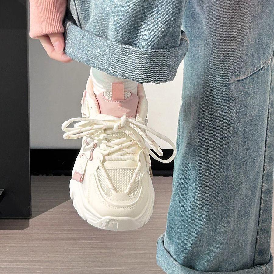 Sakura pink dad shoes women's autumn new versatile casual niche breathable thick-soled fashion commuter sports shoes