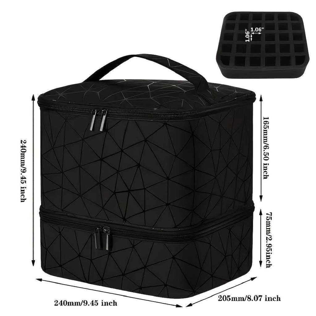 Nail Polish Organizer Box, Double-layer Nail Art Tool and Nail Dryer Box, Nail Polish Portable Box with Dividers