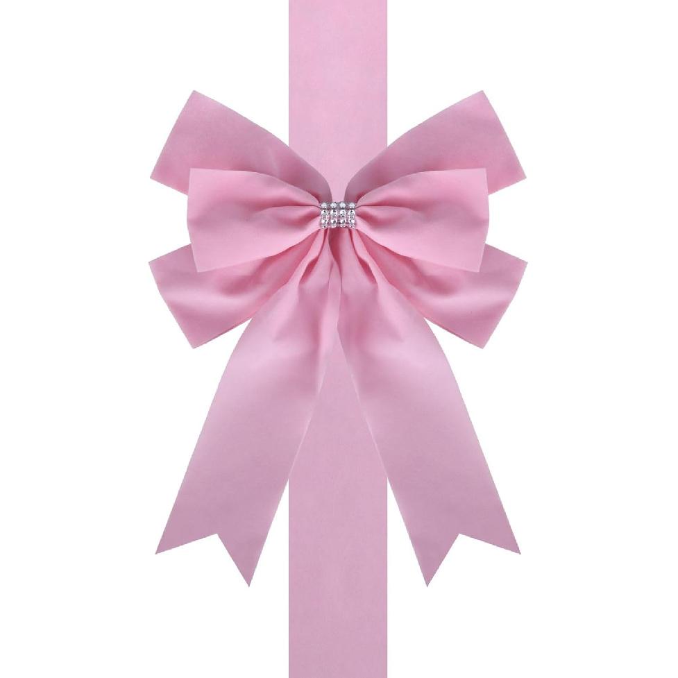 6 Pcs Pink Cabinet Bows Large Pink Velvet Ribbons Easter Cabinet Door Spring Bows for Easter Birthday Wedding Spring Christmas Party (Pink)