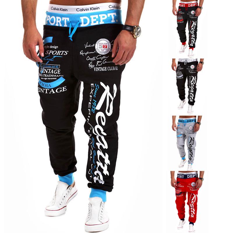Euro-American Trendy Printed Men's Drawstring Pants - Autumn/Winter Fashion, Loose Fit, Sports Style