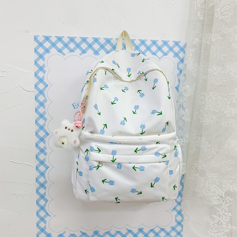 Japanese Floral Soft Girl Sweet Girl Backpack Female Korean Version Schoolbag Ins Niche Style Junior High School Class Backpack