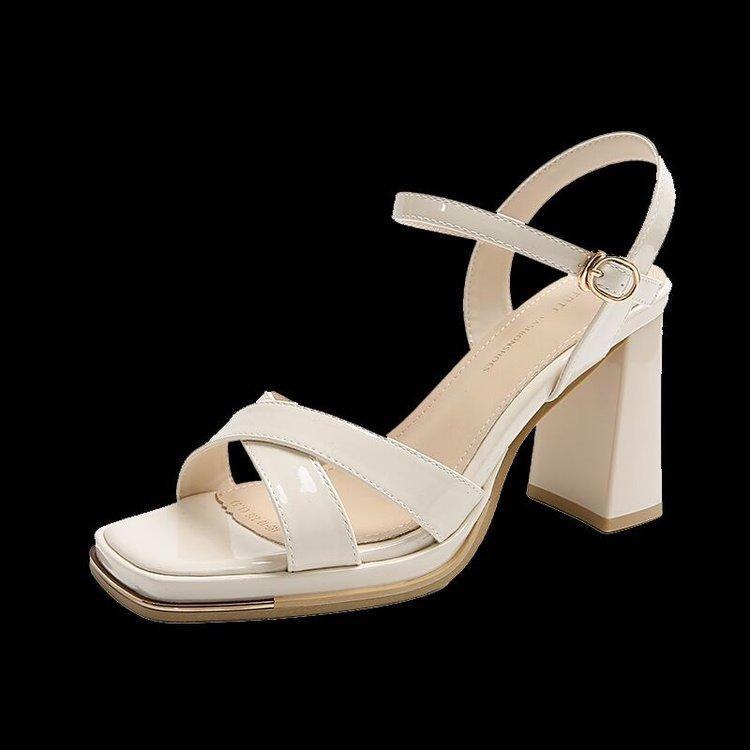 High-heeled sandals women's 2025 autumn new women's shoes retro waterproof table thick heel versatile open toe word with sandals women