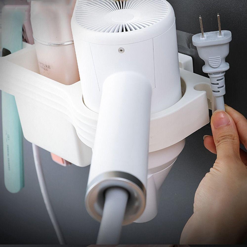 Punch-free Bathroom Accessories Hair Dryer Holder Storage Box Storage Rack Curling Iron Shelf