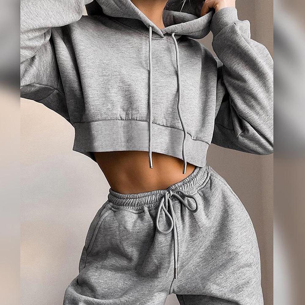 2023 Women's Plus Size Velvet Sweater & Hooded Jogger Set, Long-Sleeve Sports Leisure Two-Piece