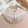 Women Detachable Lace Fake Collar Blouse Cloud Shoulder Doll Collar Embroidered Bow False Collar Clothes Shirt Accessories