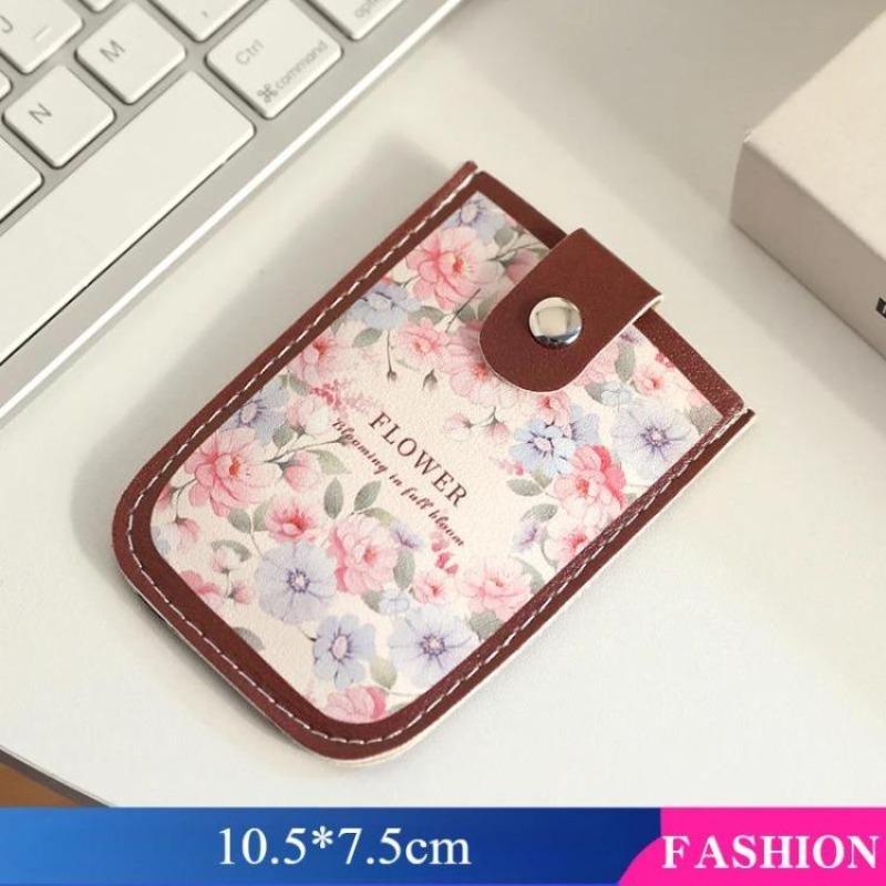 Schöne Blumenkartentaschen, bunte Blumen, PU-Material, praktischer Kartenhalter, Bankkarten-/Ausweis-Aufbewahrungstasche für Damen