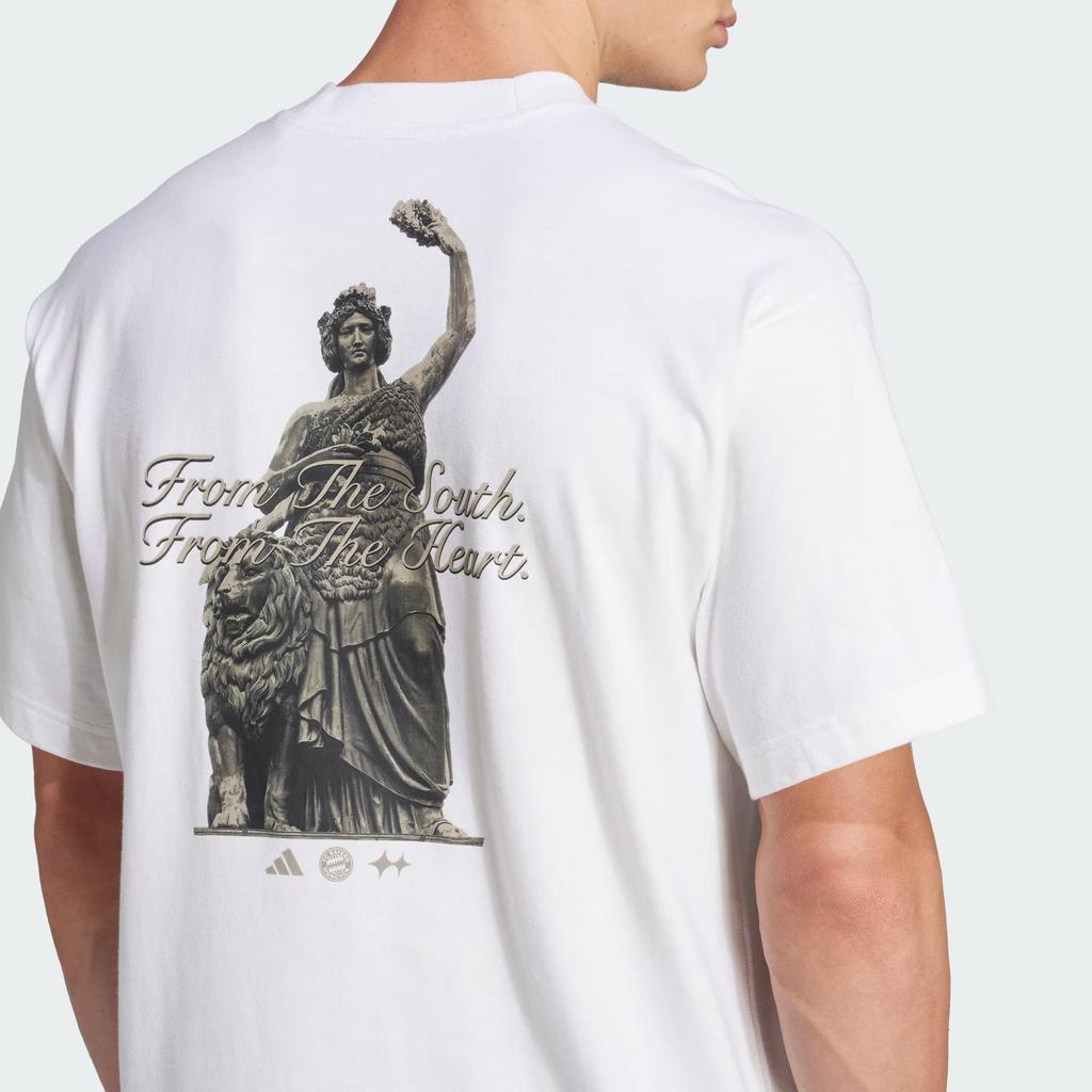Adidas X BSTN X FC Bayern Munich Collaboration Unisex Loose Fit Organic Cotton Short Sleeve T-Shirt White JF0575