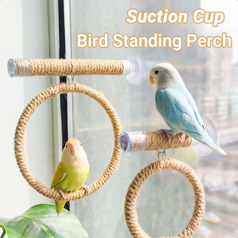 Linen Rope Bird Toy Swing Set Suction Cup Bird Claw Beak Grinding Bar  Climbing Exercise