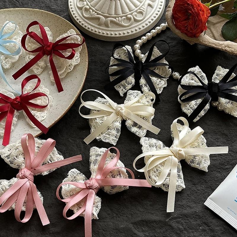 Adorable Lace Trimmed Hair Bows Hairpins for Infants Comfortable Baby Hair Accessories No Slip Grip Handmade Barrettes