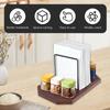Napkin Holder Metal and Wood Standing Napkin Dispenser with 360° Rotating Storage Base Kitchen Organizer for Counter Decoration