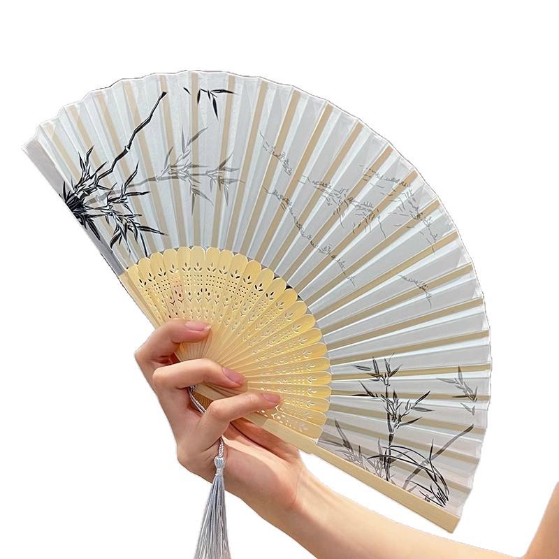 Vintage Faltfächer aus Bambus für Hanfu-Tanz - Chinesischer Stil Damen Sommeraccessoire