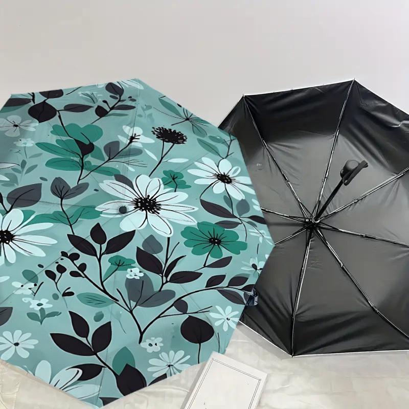 1PC Floral Pattern Flowers Umbrella-8-Rib Reinforced, Automatic Open, Lightweight & Durable, Fashion Accessory for Outdoor, J0357