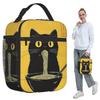 Eine Katze, die Nudeln isst, Isolierte Lunchtasche für Damen, Büro-Kühltasche, Thermische Lebensmittelbox, Tragbare Lunchboxen Behälter