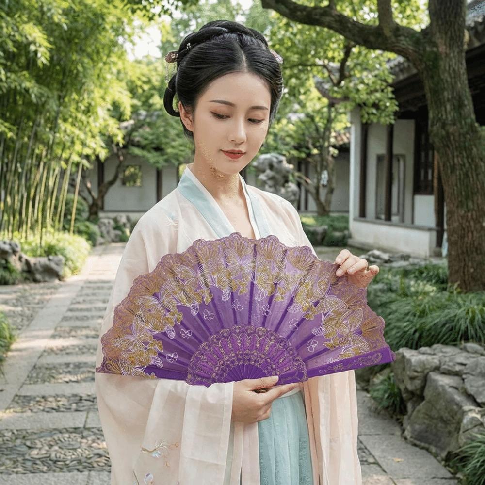 Handgehaltener Dekofächer Spitze Handfächer Fotografie Requisiten Tanzfächer Hanfu Zubehör